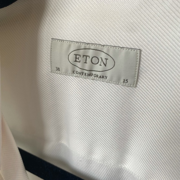 ETON Contemporary Fit Textured Mens Long Sleeve Dress Shirt Size 15 White - Picture 3 of 6